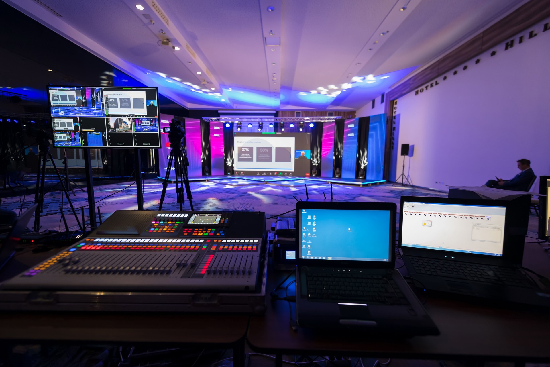 Live internet streaming of business conference meeting,online webinar or seminar via social network broadcast in new normal, covid outbreak,elearning.